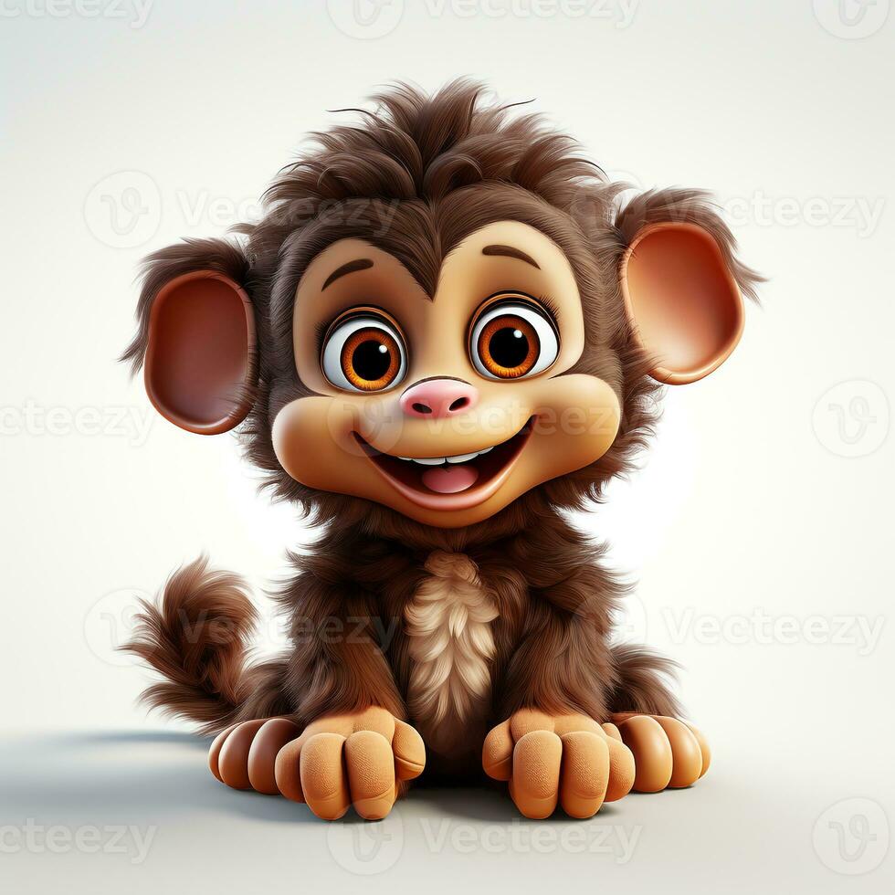 3d carton of a cute monkey on a white background photo