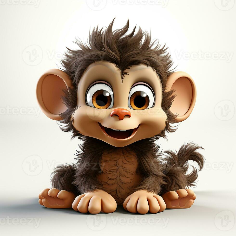 3d carton of a cute monkey on a white background photo