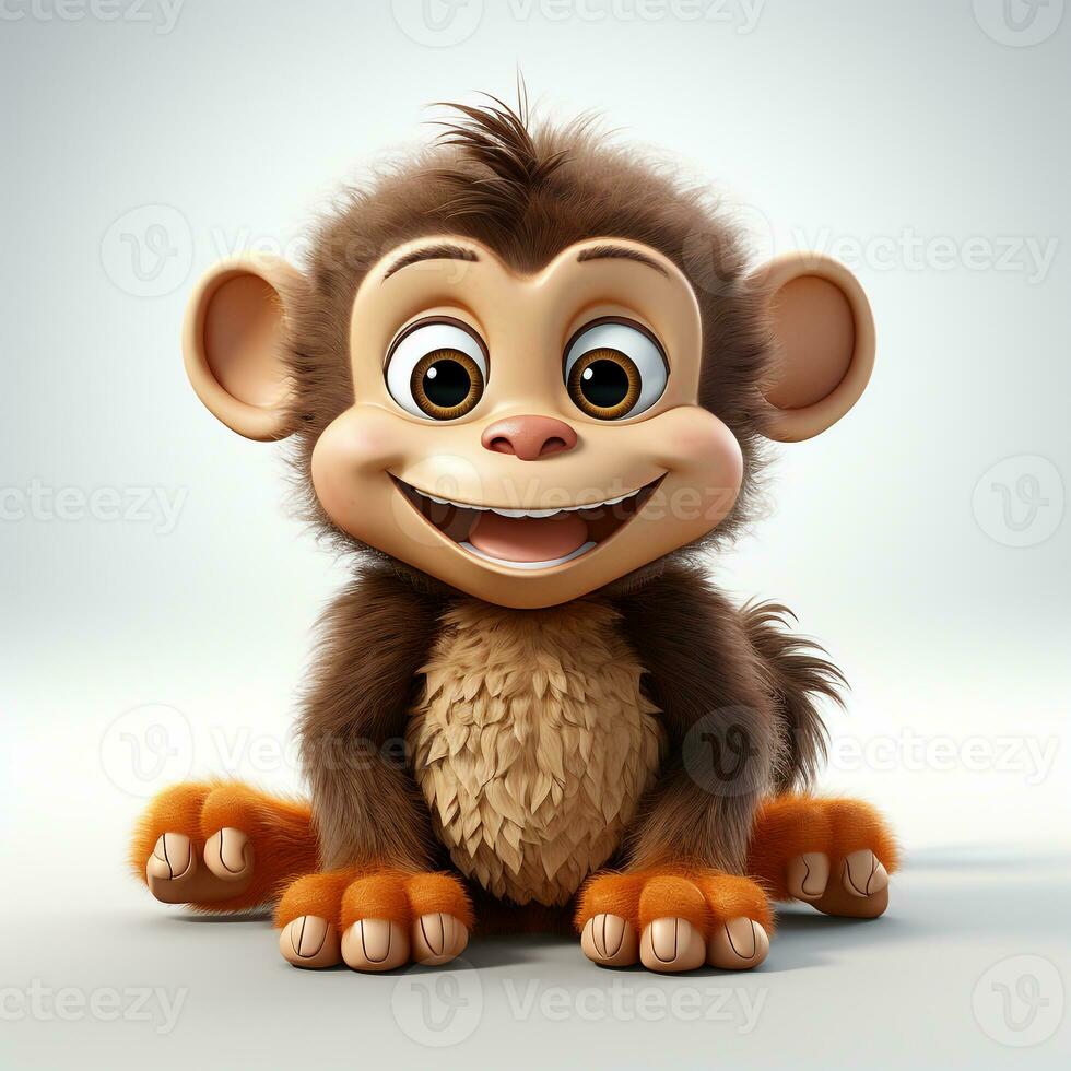 3d carton of a cute monkey on a white background photo