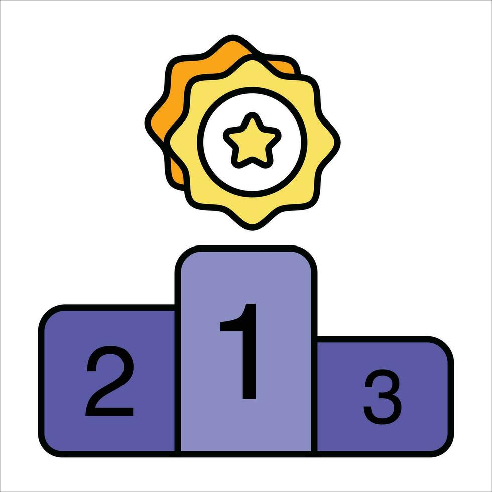 first place color outline icon design style vector