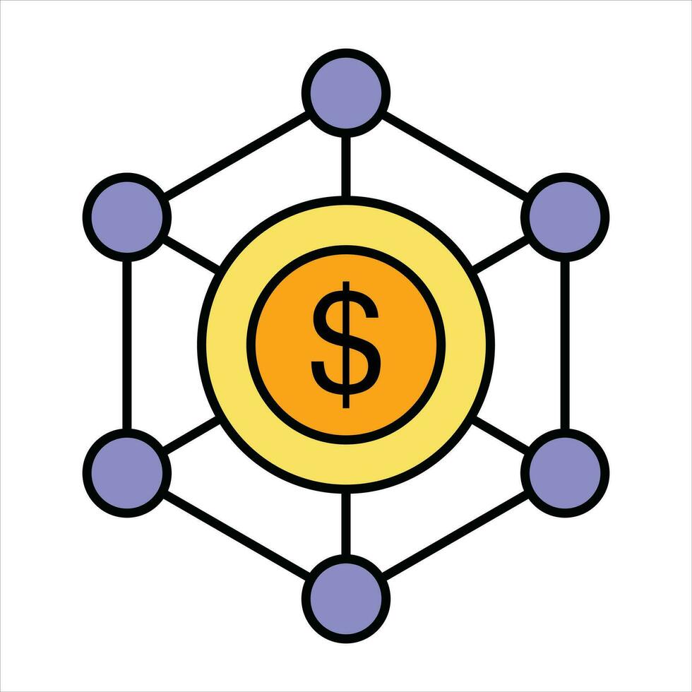 money sharing color outline icon design style vector