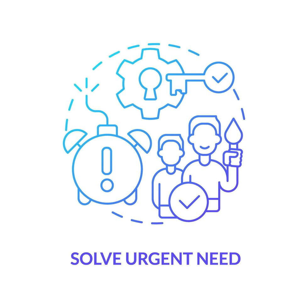 Solve urgent need blue gradient concept icon. New product. Successful entrepreneur. Customer experience. Business strategy abstract idea thin line illustration. Isolated outline drawing vector