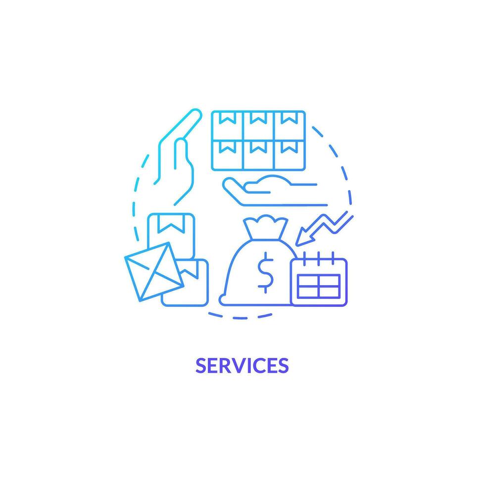 2D gradient services thin line icon concept, isolated vector, illustration representing overproduction. vector