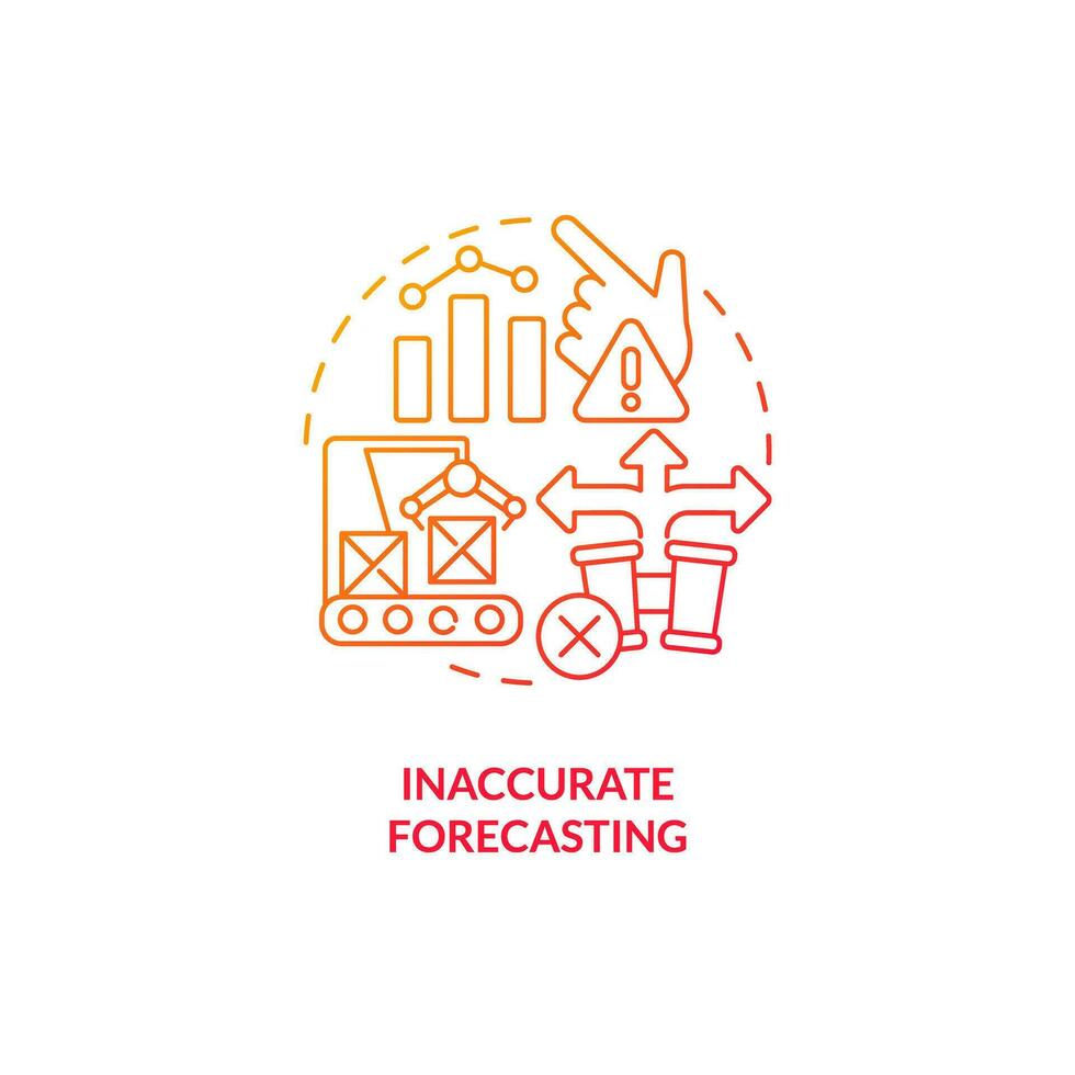 2D gradient inaccurate forecasting thin line icon concept, isolated vector, illustration representing overproduction. vector