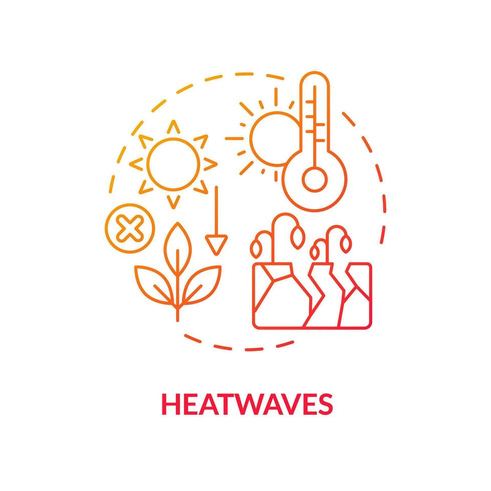 Gradient heatwave icon representing heatflation concept, isolated vector, thin line illustration of global warming impact. vector