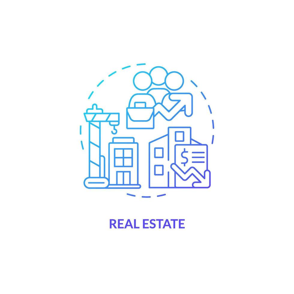 2D gradient real estate thin line icon concept, isolated vector, illustration representing overproduction. vector
