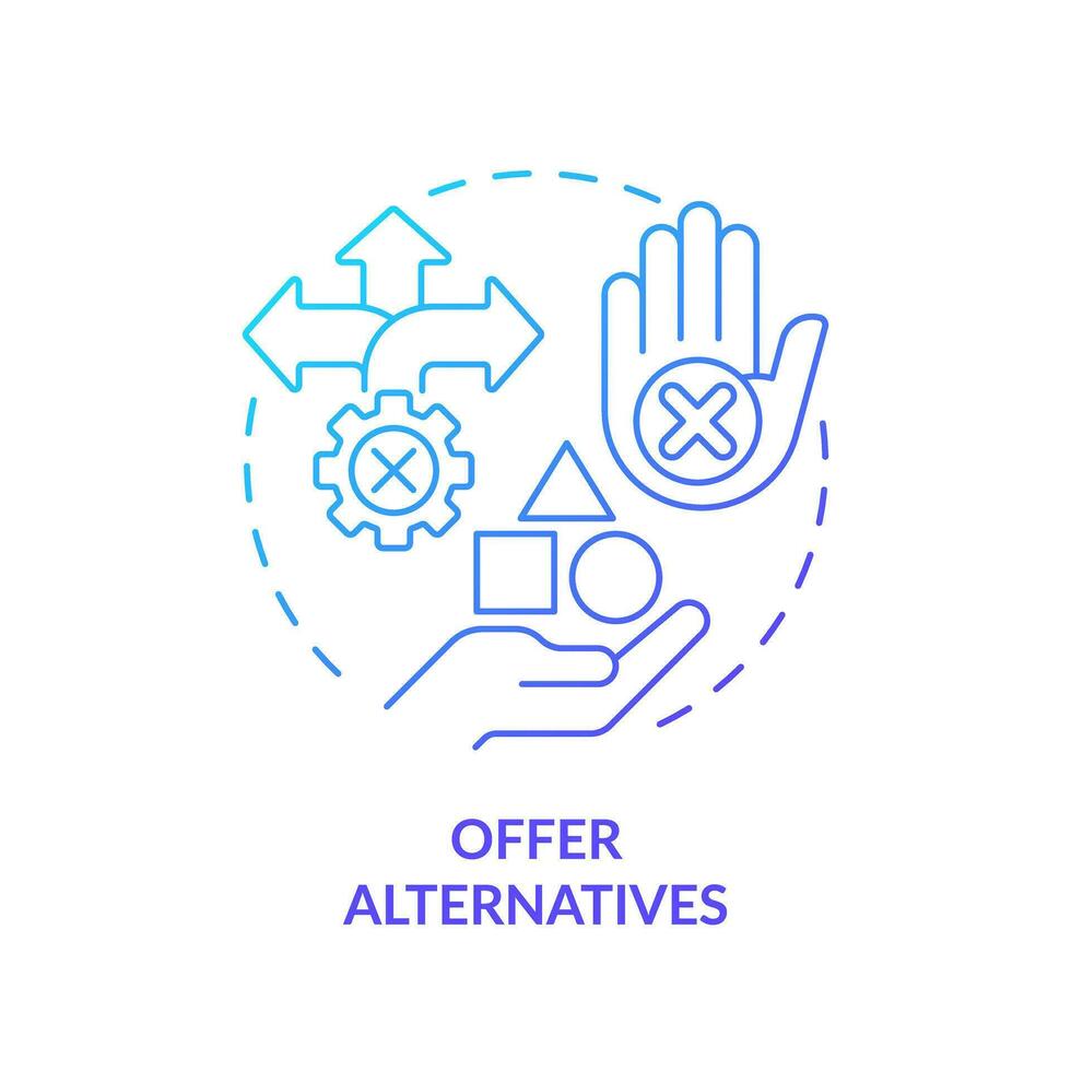 Offer alternatives blue gradient concept icon. Find solution. Different option. Customer service. Successful sale. Round shape line illustration. Abstract idea. Graphic design. Easy to use vector