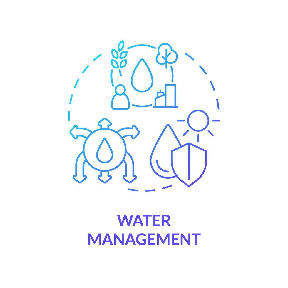 Gradient water management icon representing heatflation concept, isolated vector, linear illustration of solutions to global warming. vector