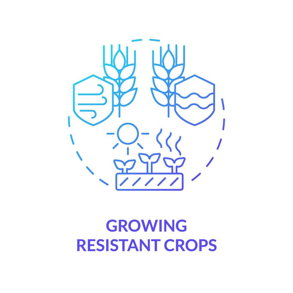 Gradient growing resistant crops icon representing heatflation concept, isolated vector, linear illustration of solutions to global warming. vector