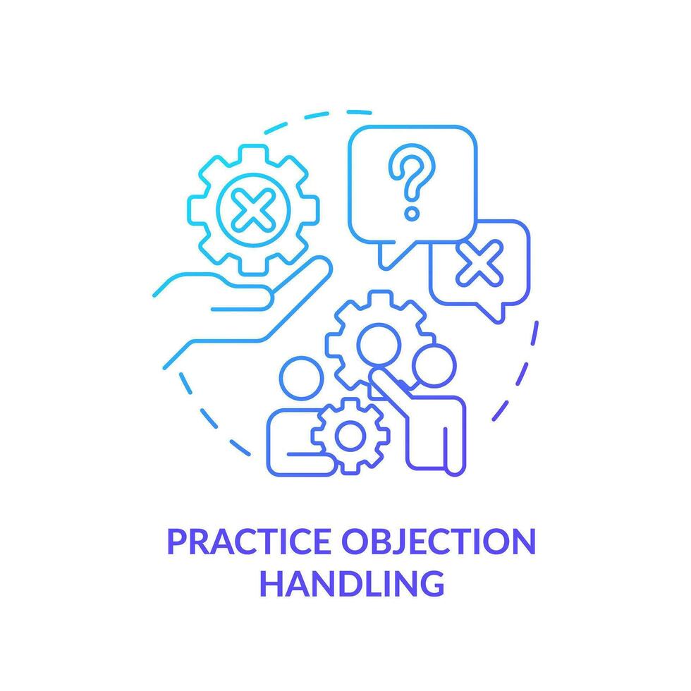 Practice objection handling blue gradient concept icon. Improve skill. Business coaching. Sales training. Successful deal. Round shape line illustration. Abstract idea. Graphic design. Easy to use vector