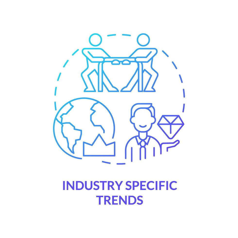 Industry specific trends blue gradient concept icon. Social media. Competitive analysis. Business strategy. Latest trend abstract idea thin line illustration. Isolated outline drawing vector