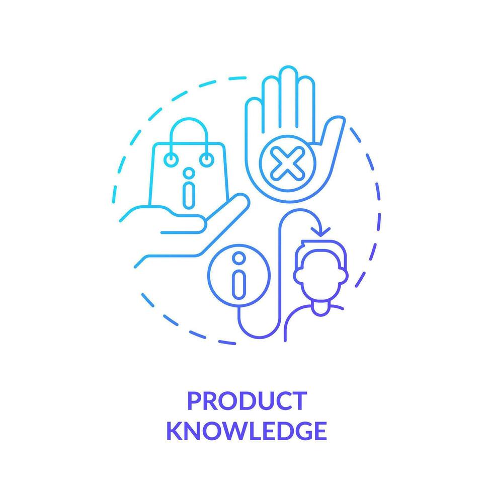 Product knowledge blue gradient concept icon. Accurate information. Customer service. Sales rep. Retail salesperson. Round shape line illustration. Abstract idea. Graphic design. Easy to use vector