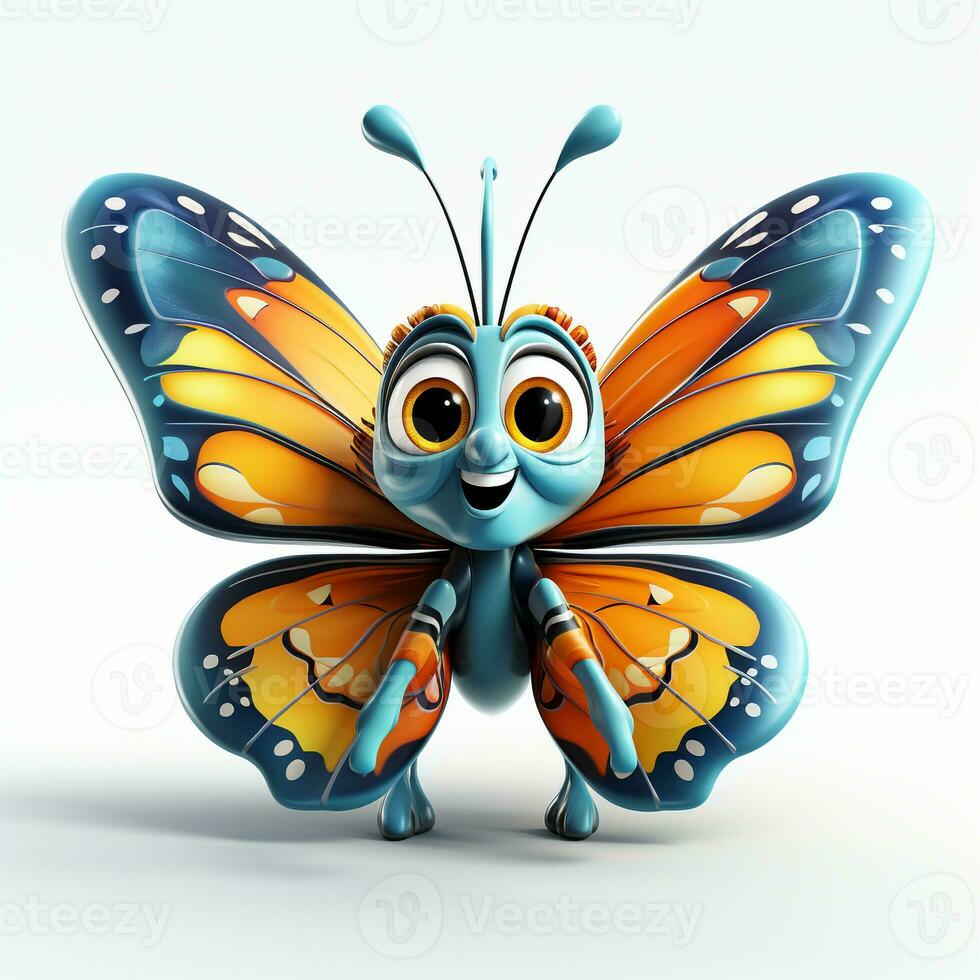3d carton a cute butterfly white background photo