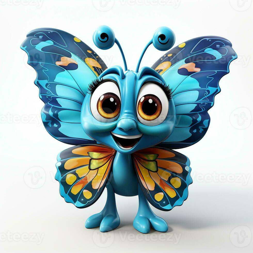 3d carton a cute butterfly white background photo