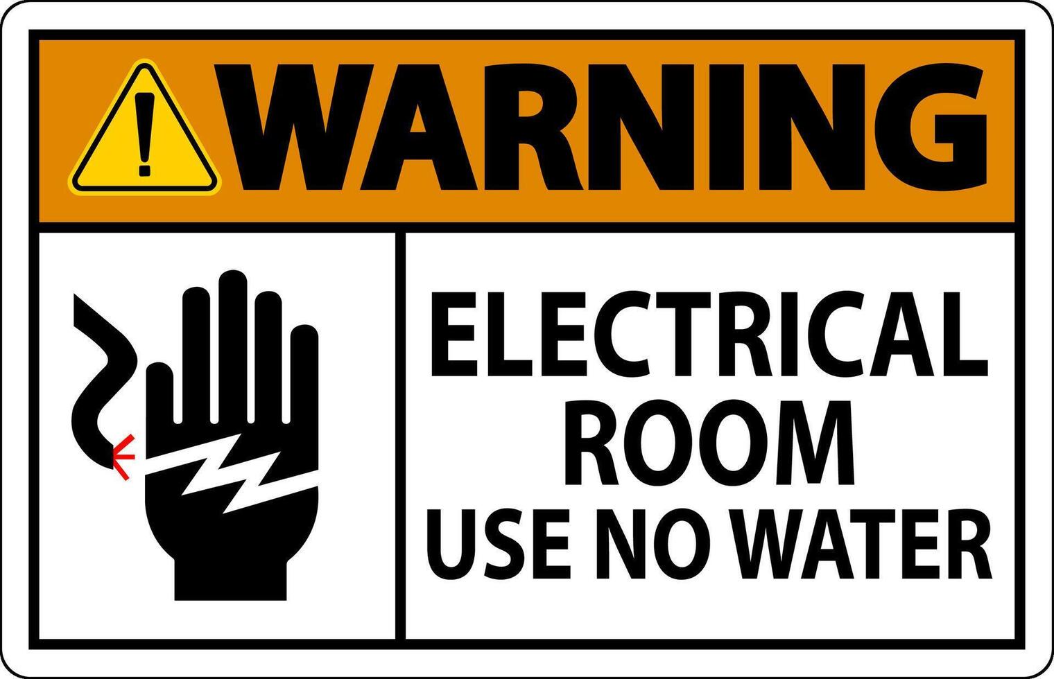 Restricted Area Sign Warning Electrical Room Use No Water vector