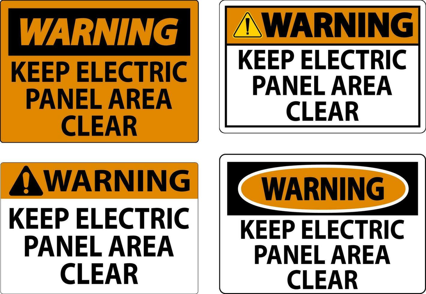 Warning Sign Keep Electric Panel Area Clear vector