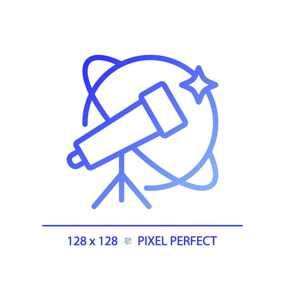 Astronomy and STEM pixel perfect gradient linear vector icon. Alternative way to study celestial bodies. Education. Thin line color symbol. Modern style pictogram. Vector isolated outline drawing