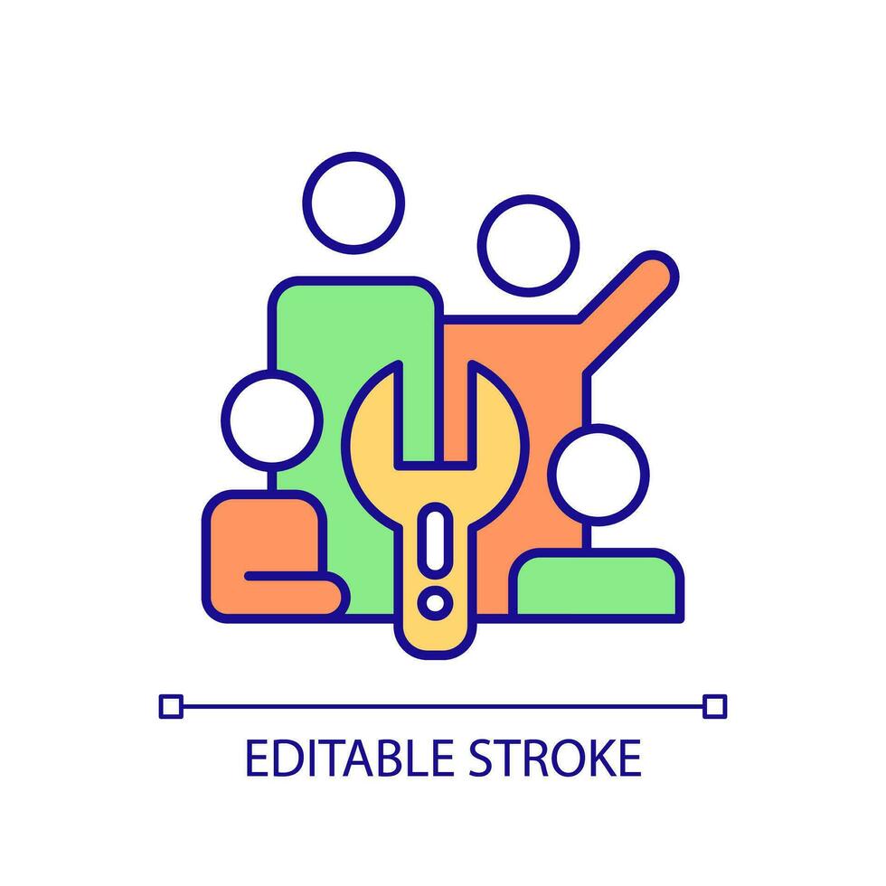Editable multicolor maintenance icon representing sustainable office, isolated vector, thin line illustration. vector