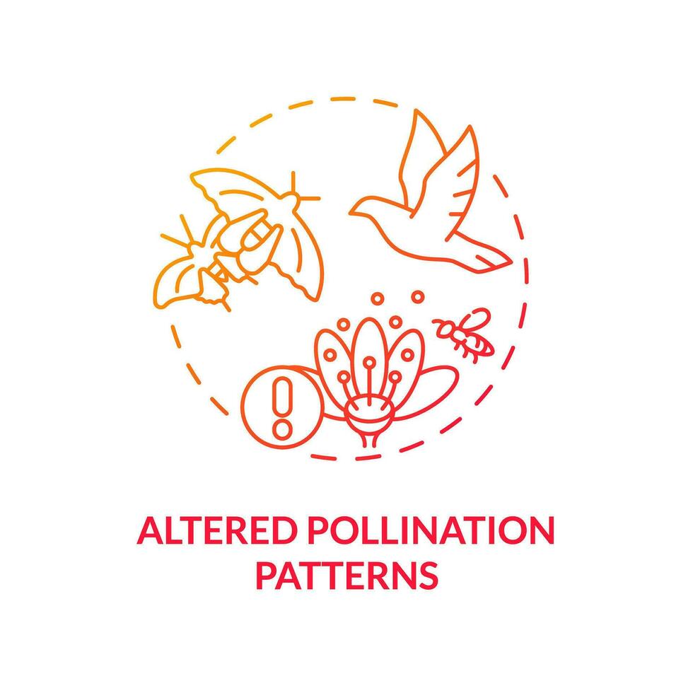 Gradient altered pollination patterns icon representing heatflation concept, isolated vector, linear illustration of global warming impact. vector