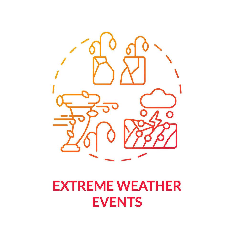 Gradient extreme weather events icon representing heatflation concept, isolated vector, linear illustration of global warming impact. vector