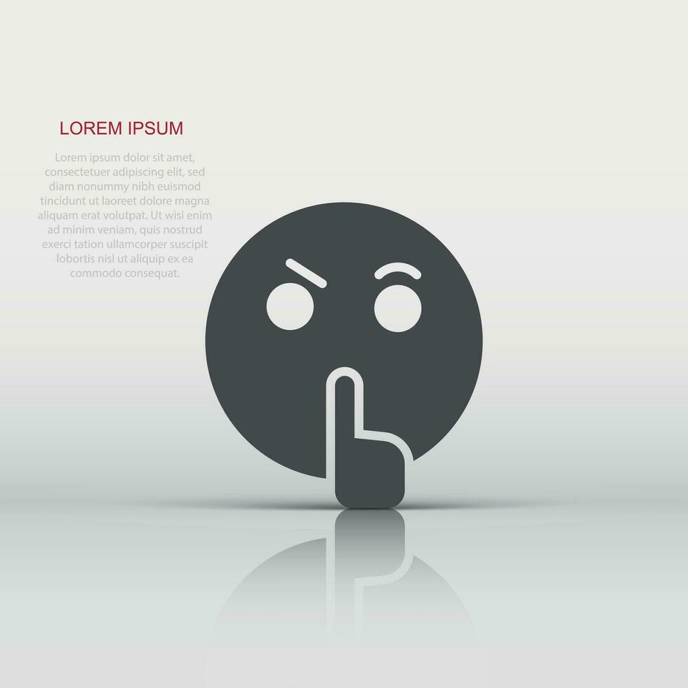 Quiet icon in flat style. Silence vector illustration on isolated background. Hush sign business concept.