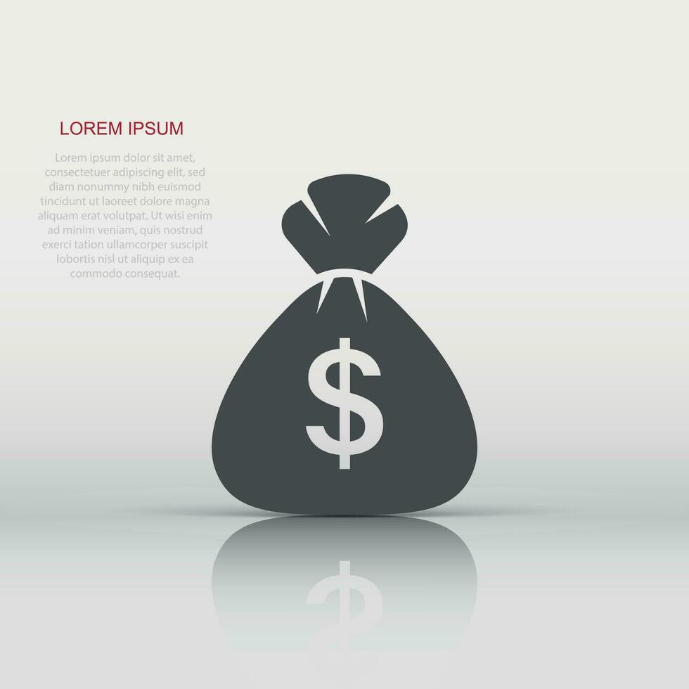 Money bag icon in flat style. Moneybag vector illustration on isolated background. Coin sack sign business concept.