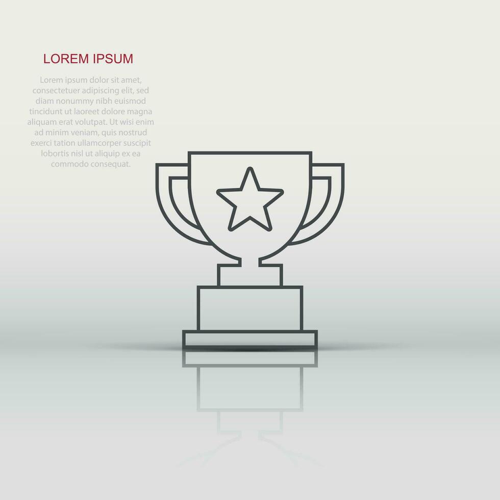 Trophy cup icon in flat style. Goblet prize vector illustration on isolated background. Award sign business concept.