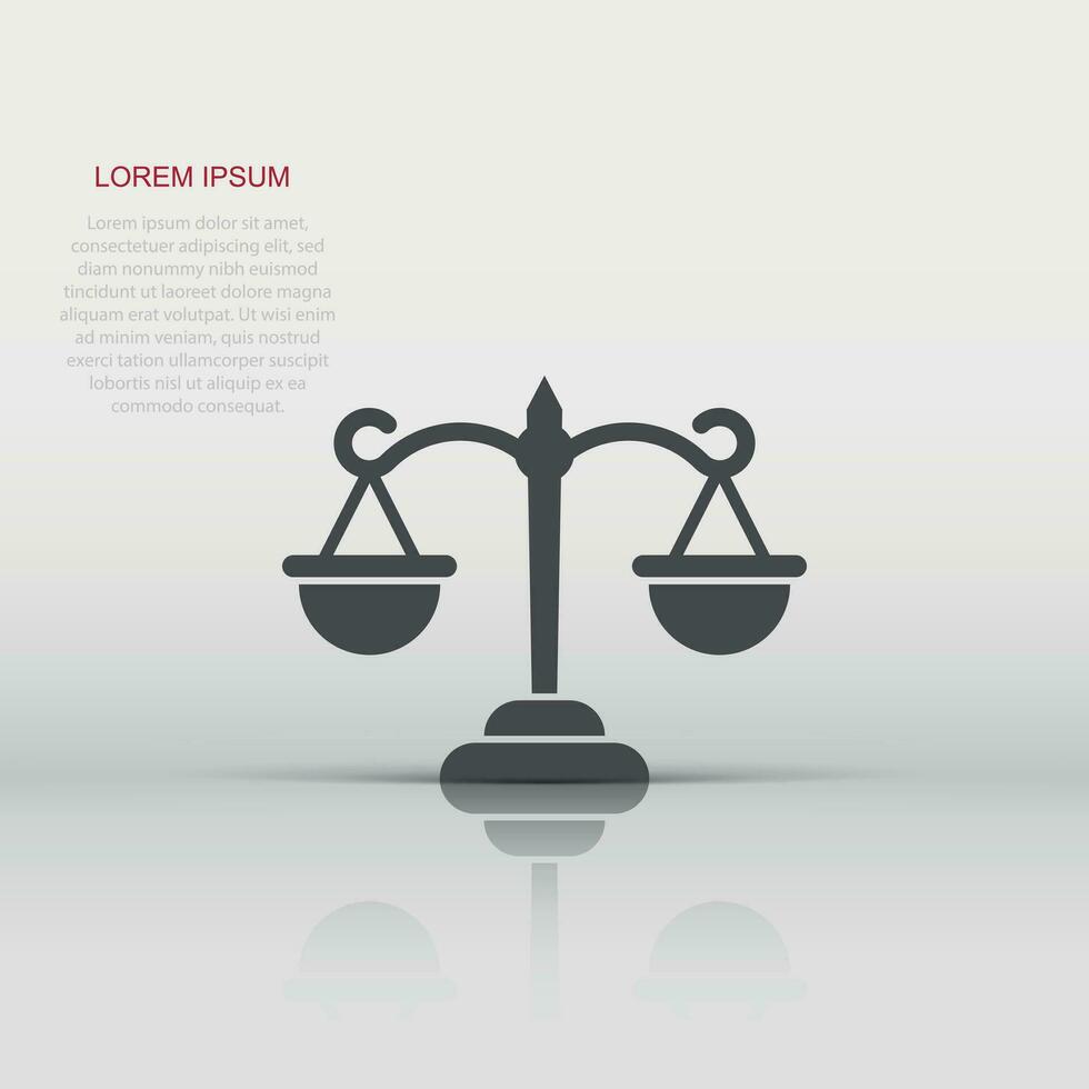 Scales icon in flat style. Libra vector illustration on isolated background. Mass comparison sign business concept.