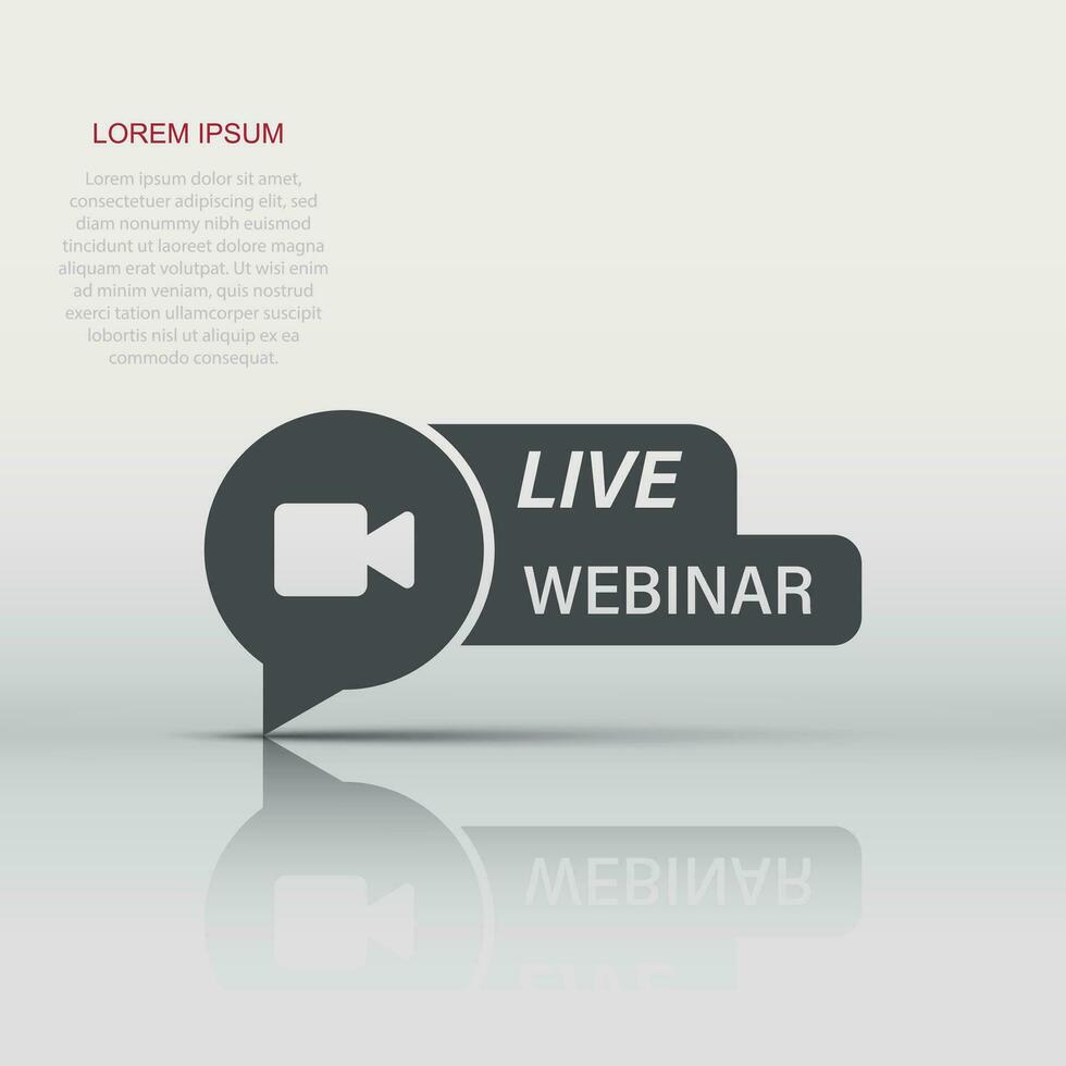 Live webinar icon in flat style. Online training vector illustration on isolated background. Conference stream sign business concept.