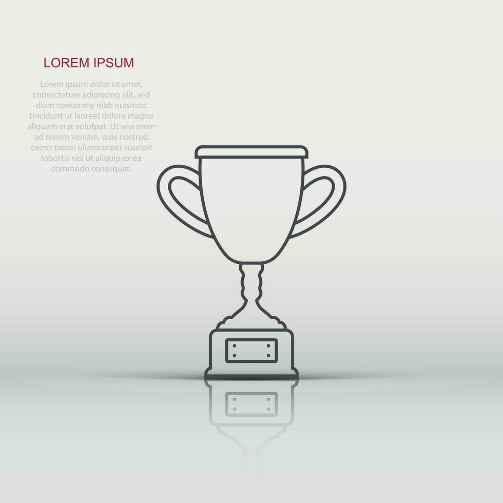 Trophy cup icon in flat style. Goblet prize vector illustration on isolated background. Award sign business concept.