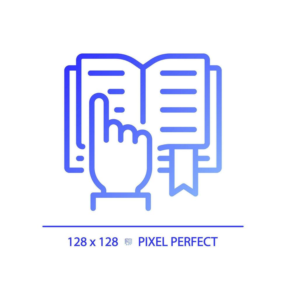 STEM in reading pixel perfect gradient linear vector icon. Curriculum including science. Education activity. Thin line color symbol. Modern style pictogram. Vector isolated outline drawing