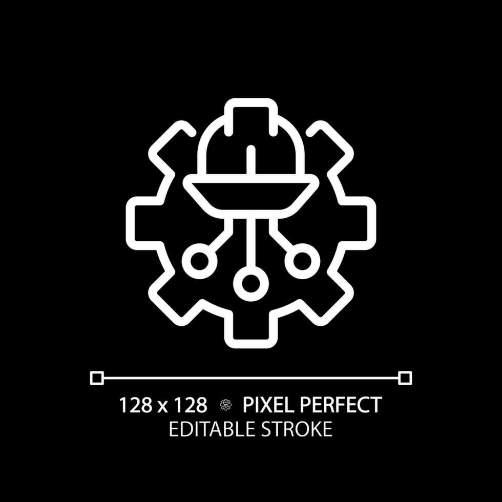 STEM in engineering pixel perfect white linear icon for dark theme. Improvement of networks building. Digital technology. Thin line illustration. Isolated symbol for night mode. Editable stroke vector