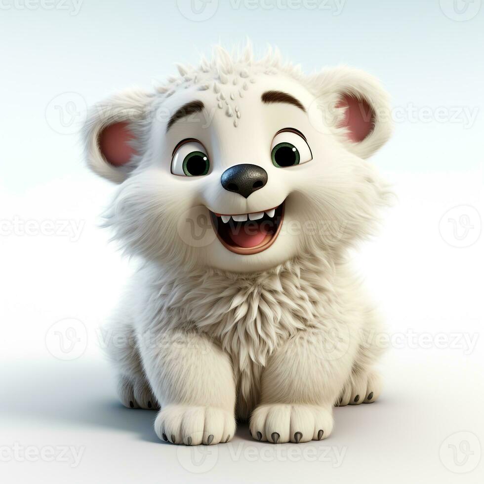 3d carton of a cute white bear on a white background photo