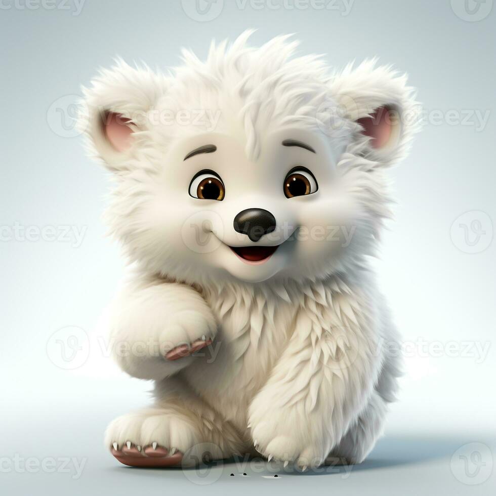 3d carton of a cute white bear on a white background photo