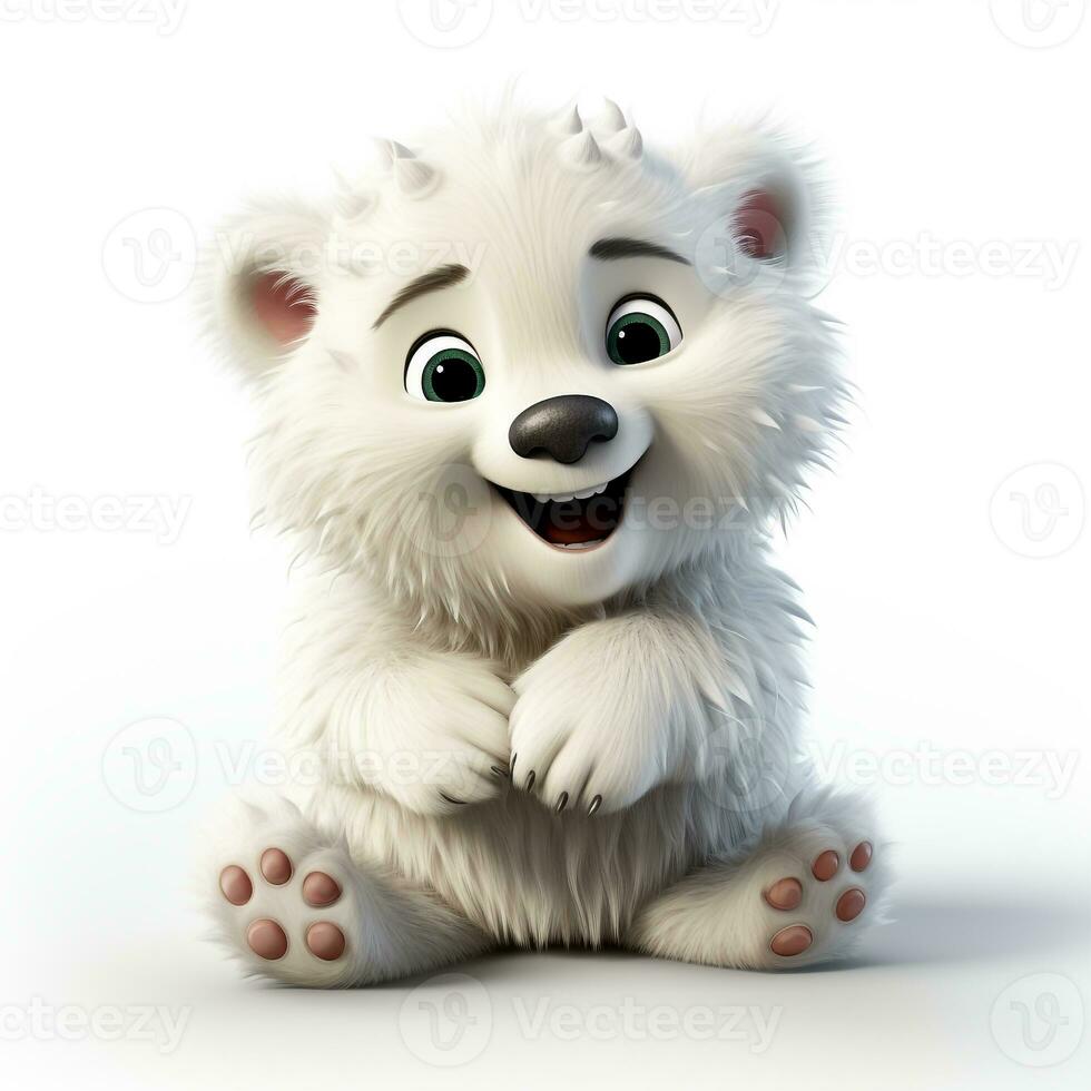 3d carton of a cute white bear on a white background photo