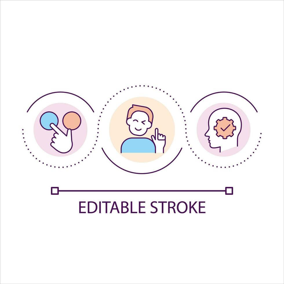 Make right choice loop concept icon. Compare variants to make decision. Mindset improvement abstract idea thin line illustration. Isolated outline drawing. Editable stroke vector