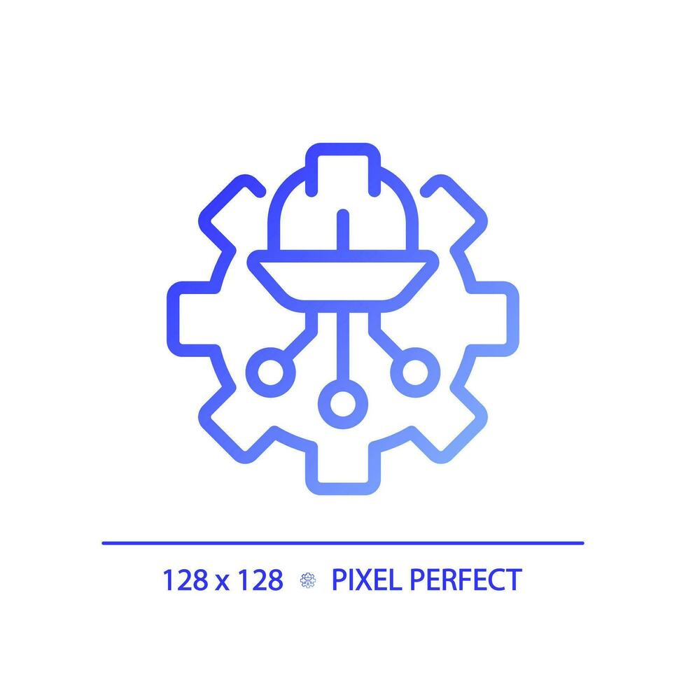 STEM in engineering pixel perfect gradient linear vector icon. Improvement of networks building. Digital technology. Thin line color symbol. Modern style pictogram. Vector isolated outline drawing