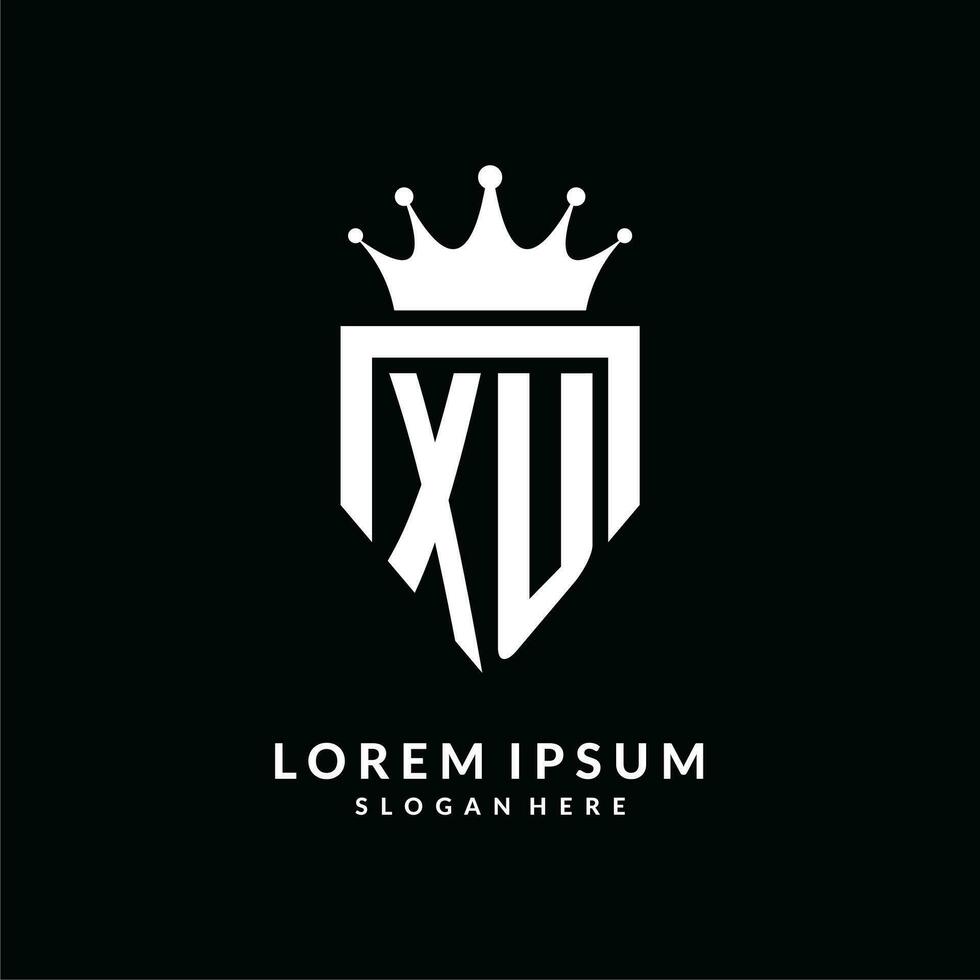 letra xu logo monograma emblema estilo con corona forma diseño modelo vector