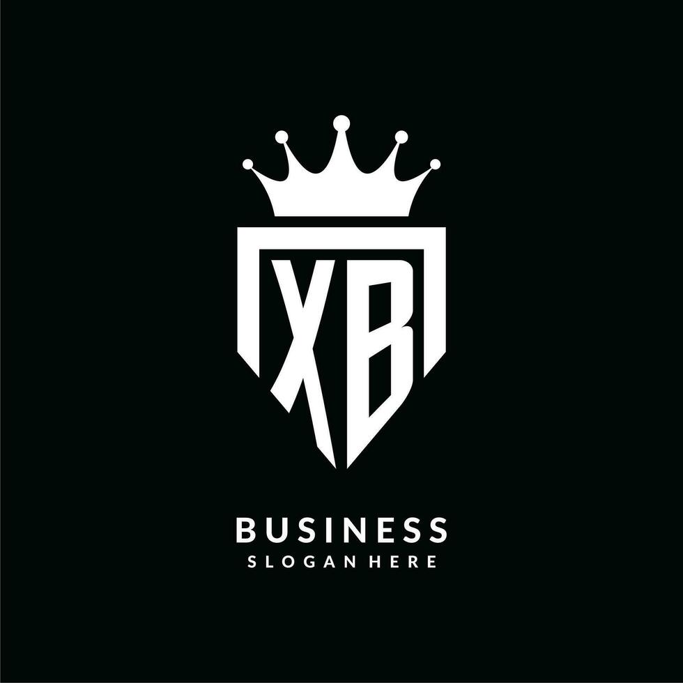 Letter XB logo monogram emblem style with crown shape design template vector