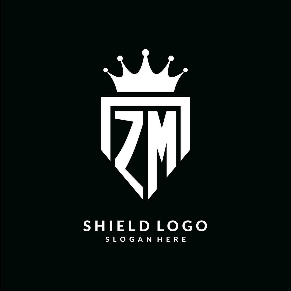 letra zm logo monograma emblema estilo con corona forma diseño modelo vector