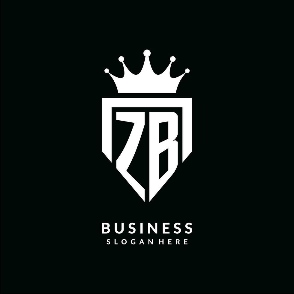 Letter ZB logo monogram emblem style with crown shape design template vector