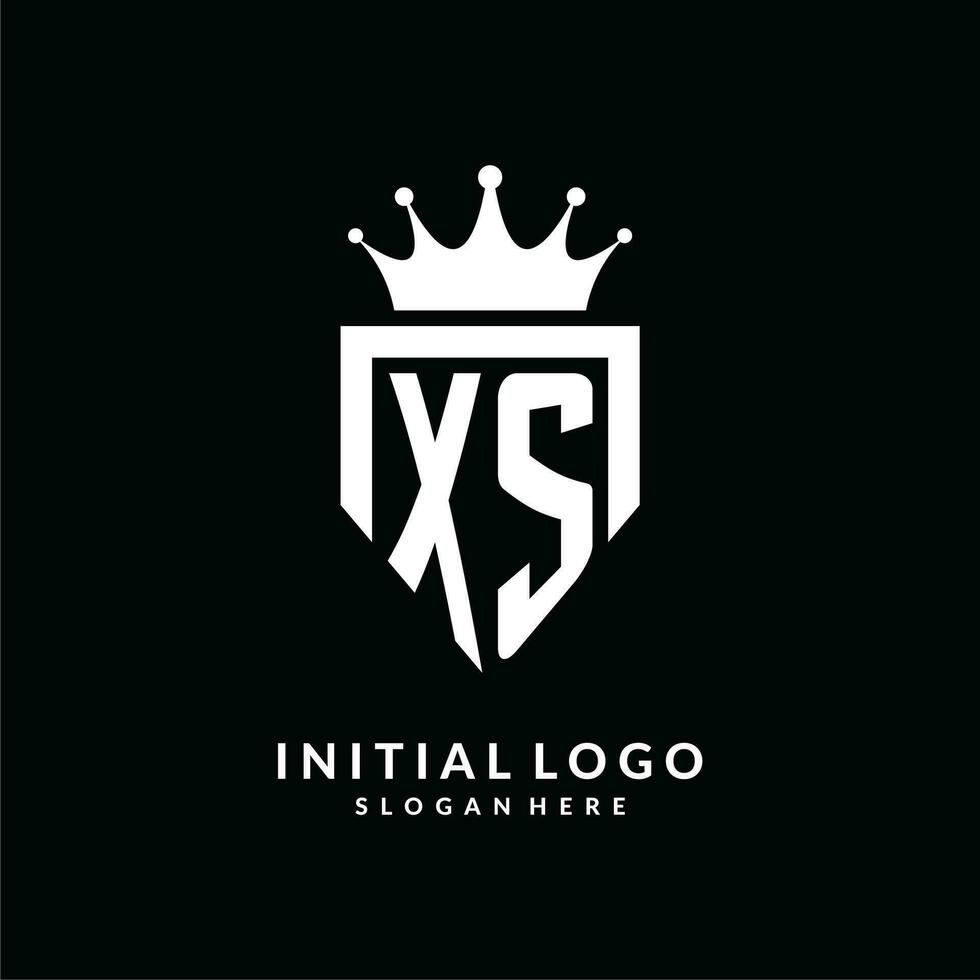 Letter XS logo monogram emblem style with crown shape design template vector