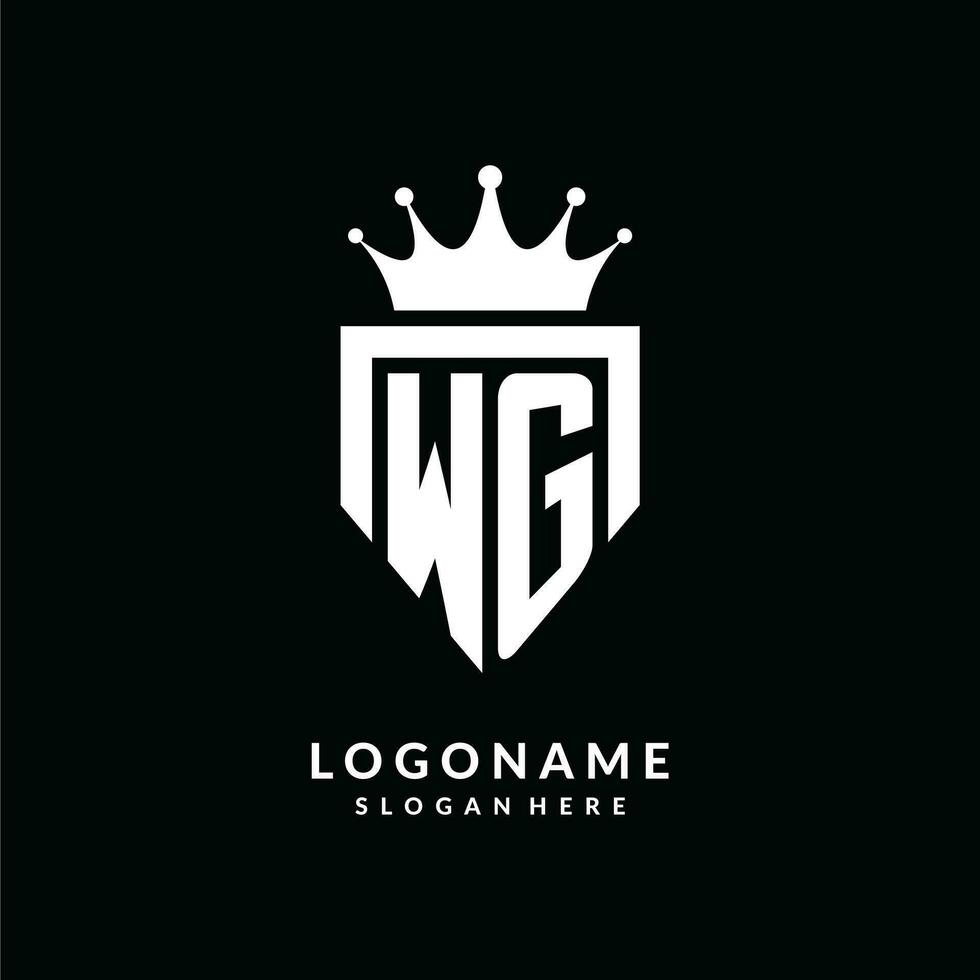 Letter WG logo monogram emblem style with crown shape design template vector