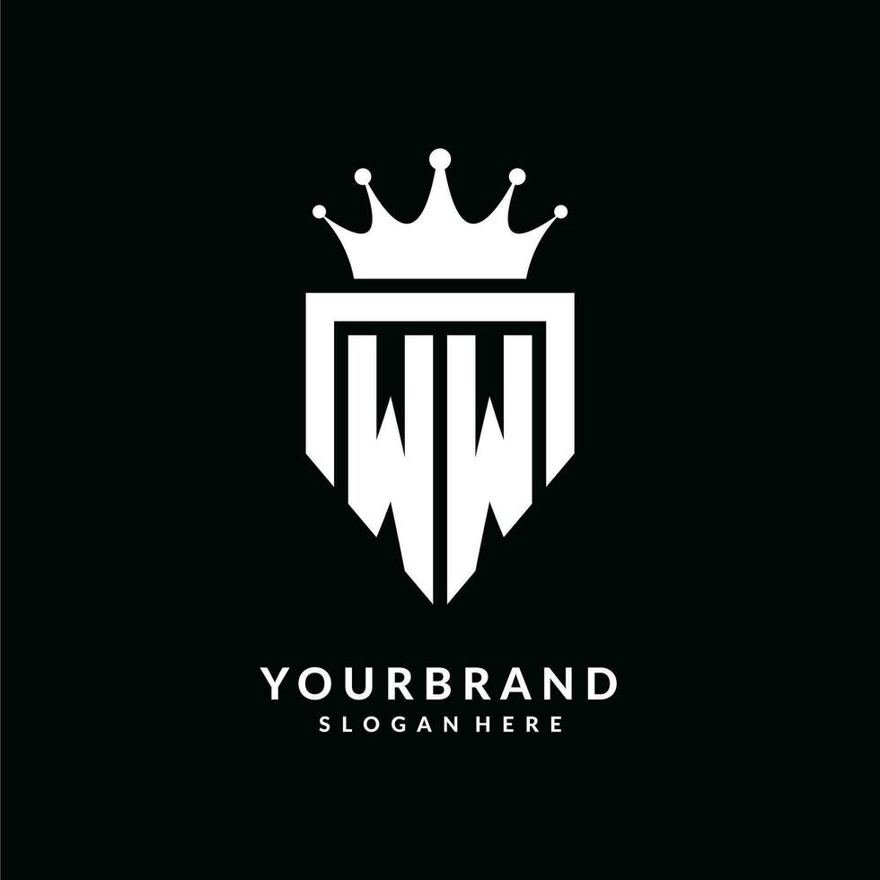 Letter WW logo monogram emblem style with crown shape design template vector