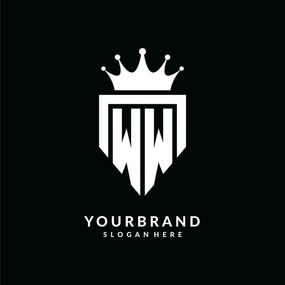 Letter WW logo monogram emblem style with crown shape design template vector