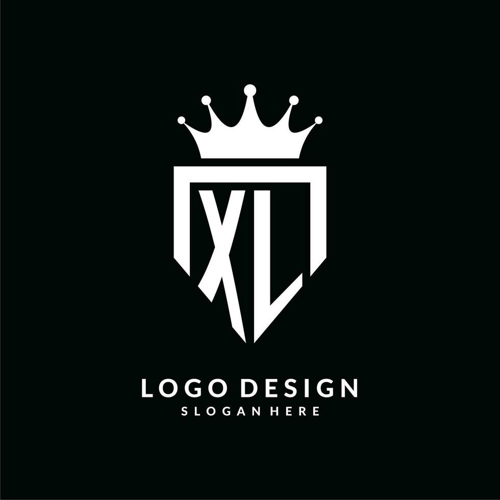 Letter XL logo monogram emblem style with crown shape design template vector