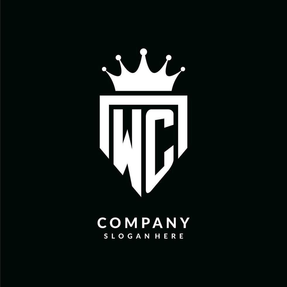 Letter WC logo monogram emblem style with crown shape design template vector