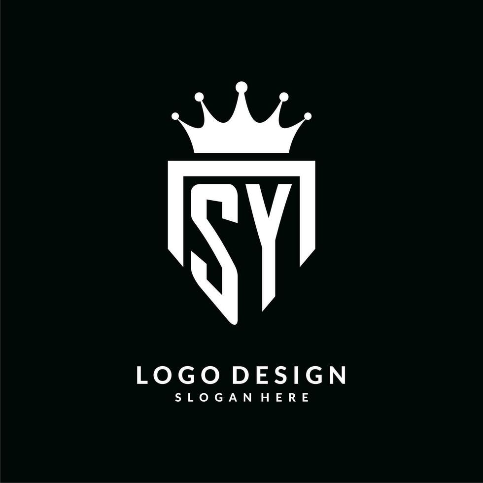 Letter SY logo monogram emblem style with crown shape design template vector