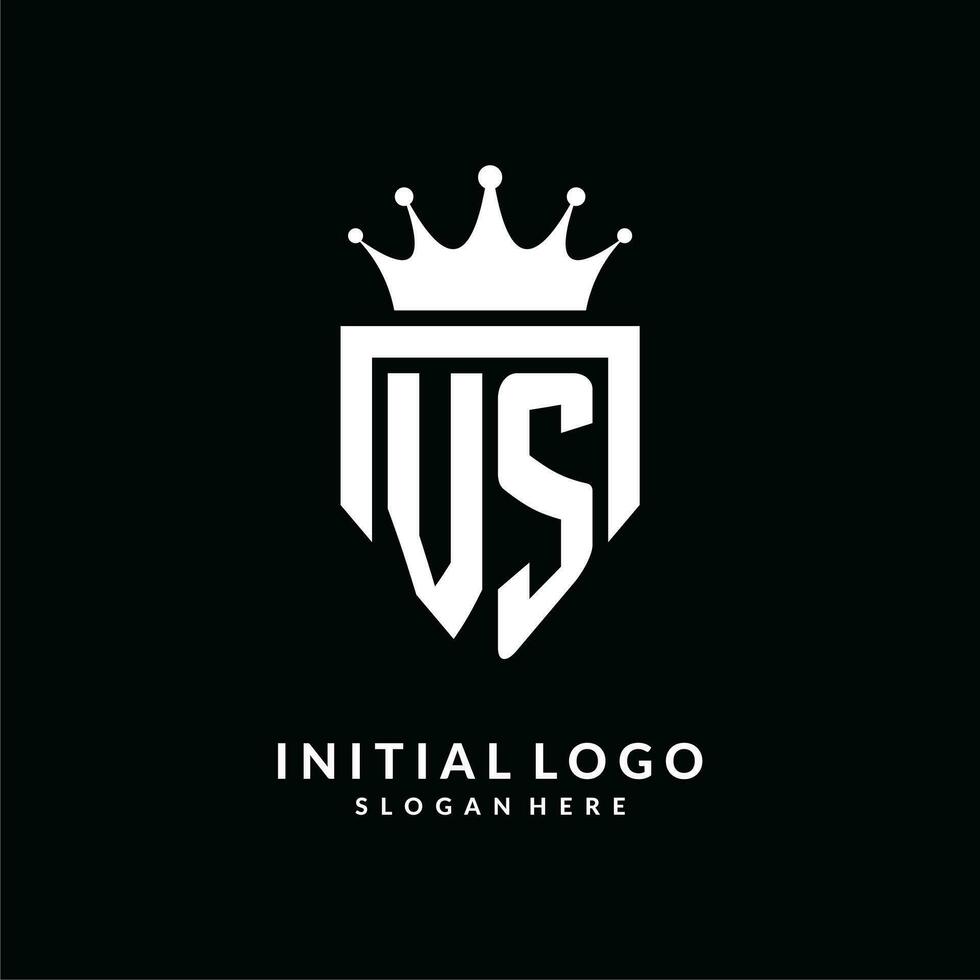 Letter VS logo monogram emblem style with crown shape design template vector