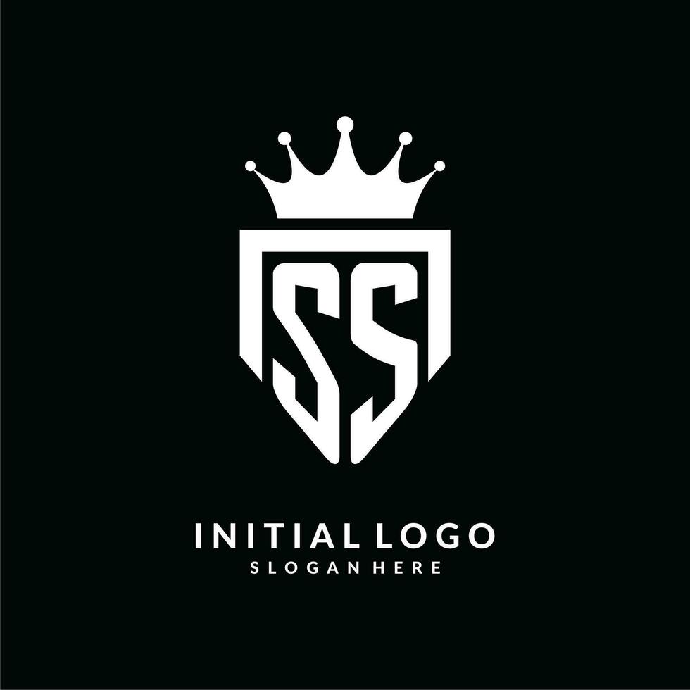 Letter SS logo monogram emblem style with crown shape design template vector